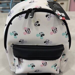 Disney White Mini Backpack with Pastel Minnie & Mickey Print